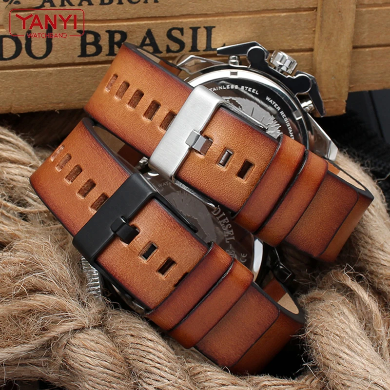 Vintage Brown Genuine Leather Watch Strap - Retro Wristband, Premium Quality, Multiple Widths Available