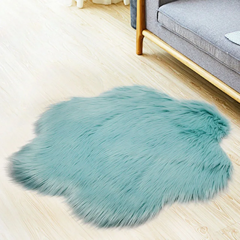 B Type Green 60cm Круглое одеяло диван коврик спальня мягкая пушистая шерсть искусственный мех овчины стулья подушки сиденья мохнатые гостиная - Цвет: B Type Green 60cm