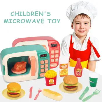 

Children Pretend Toy Microwave Oven Toy Oven Play House Cooking Kitchen Set Electric Timing Simulation Kitchenware For Children