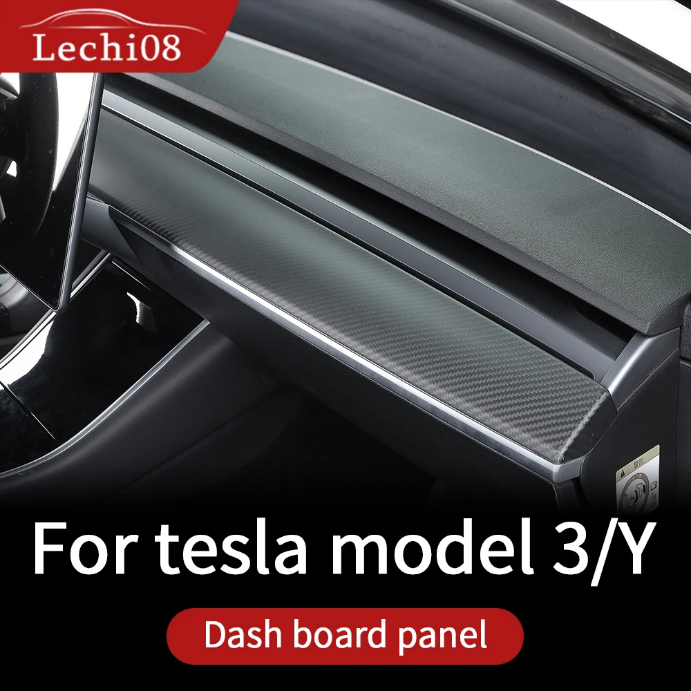 Accessoire pour revêtement de tableau de bord TLECTRIC Housse de tableau de bord pour Tesla Model 3 et modèle Y 2017-2021 aspect carbone brillant