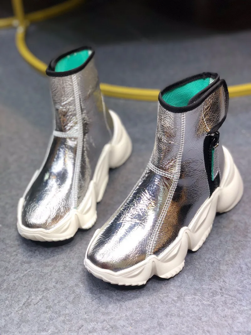 Martin boots woman fashion European style autumn new real leather Patent leather ladies ankle boots increased casual Women shoes