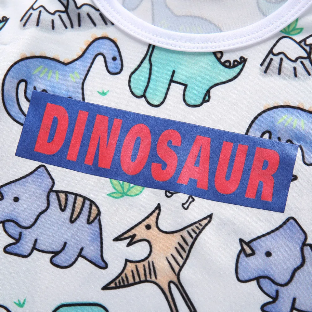 Summer Kids Boys T Shirt Dinosaur Print Short Sleeve Baby Girls T-shirts Cotton Children T-shirt O-neck Tee Tops Boy Cloth K30