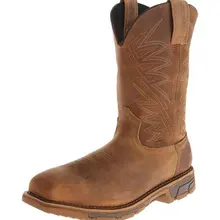 

2021 New Men Shoes Fashion Trend Brown PU Retro Square Toe Embroidery Stitching Personality Western Cowboy Martin Boots KS288