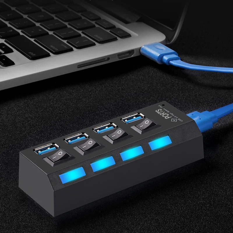 High Speed Micro Mini 4 Ports 2.0 USB HUB splitter Adapter For Laptop PC Notebook Receiver Computer Peripherals Accessories