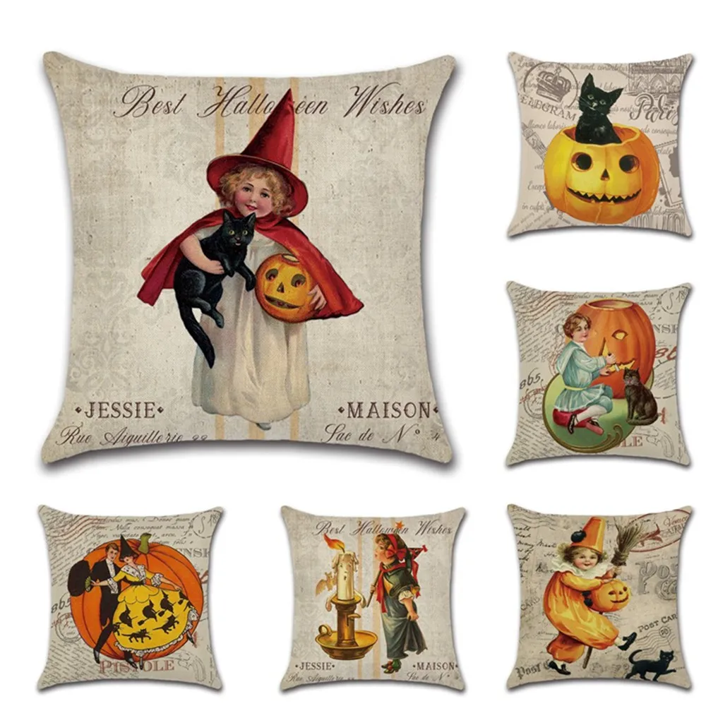 

Halloween Decorations 1Pc Cushion Decorative Cover 45×45cm Throw Pillow Case Sofa Cover Halloween Pumkin Home Decorations