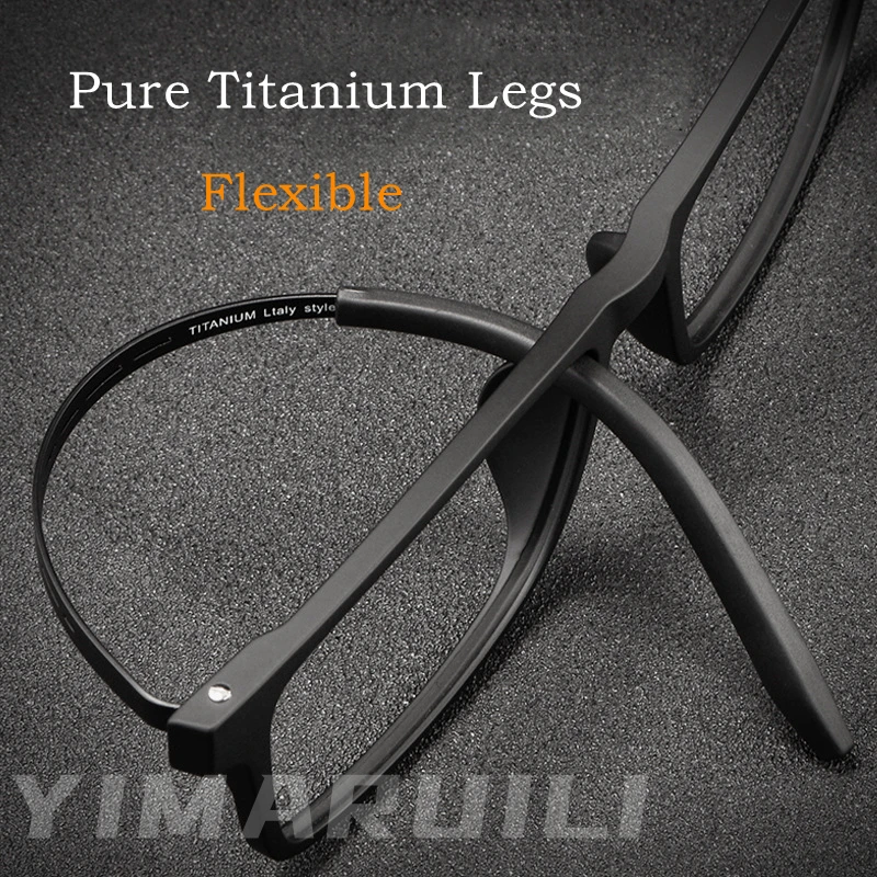 YIMARUILI 8822T Ultra-light High Qualit Flexible Square Pure Titanium Eyeglasses Optical Prescription Myopia Men Glasses Frame