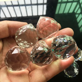 

5pcs 30mm Crystal Glass Ball Rainbow Suncatcher Crystal Ball Prism Faceted Pendant Chandelier Accessories Spare Parts