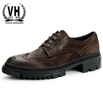 

Bullock High Quality Genuine Leather Shoes Men Thick Bottomed Retro Casual Shoes male Business Fashion Man Shoes spring