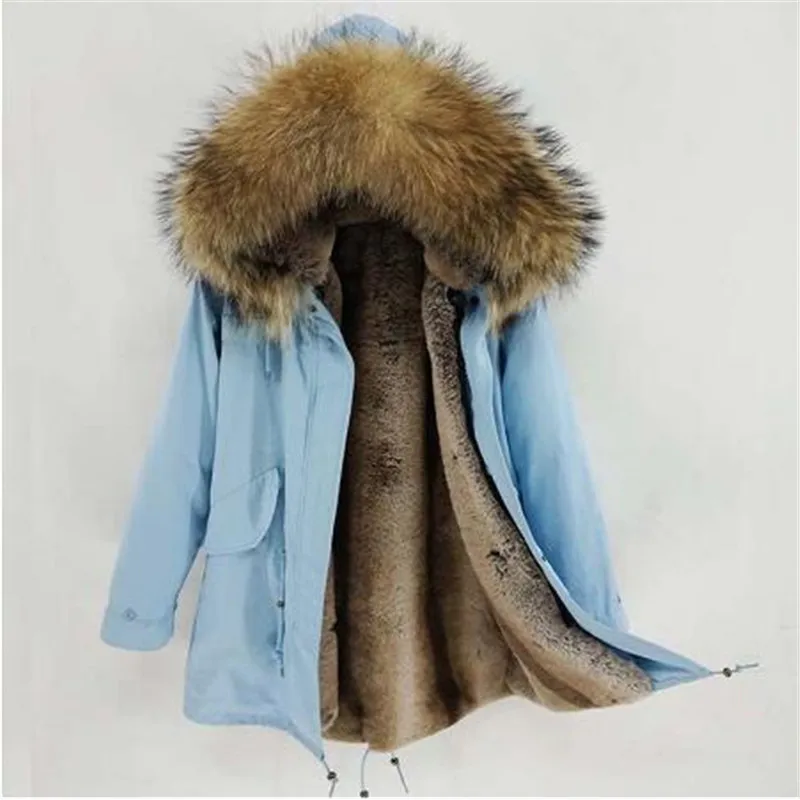 

2019 new Men Natural Big Raccoon Fur Collar Thick Warm Outerwear Plus Size Winter Jacket Real Fur Coat