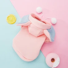 Новый стиль, розовый свитер для кошек и собак, милый мультяшный свитер с капюшоном и большими ушками, одежда для кошек с двумя ногами, одежда для маленьких собак Новый стиль, розовый свитер для кошек и собак, милый мультяшный свитер с капюшоном и большими ушками, одежда для кошек с двумя ногами, одежда для маленьких собак