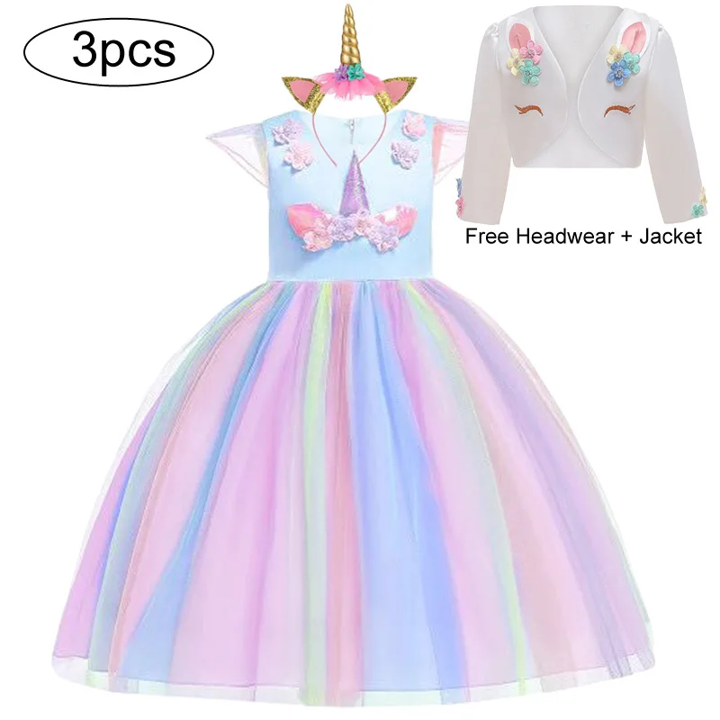 Единорог вечерние платье детский карнавальный костюм Детские платья для девочек платье принцессы Летнее платье для девочек fantasia infantil vestido