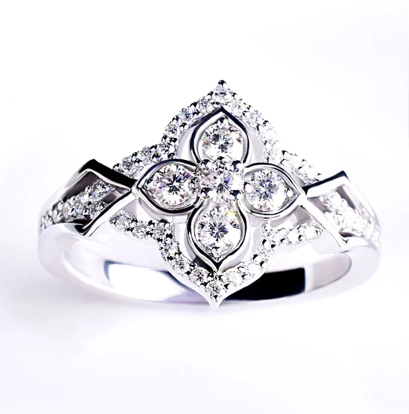 14K Золотое кольцо D color VVS Moissanite кольцо обручальное кольцо с национальным сертификатом D001 - Цвет камня: Черный