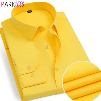 mens slim fit yellow dress shirt