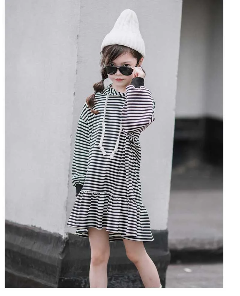 Mother And Daughter Clothing Girl Dress Autumn 2019 School Kids Sweatshirt Dress Striped Children Dresses Cotton Toddler Hoodies (11)