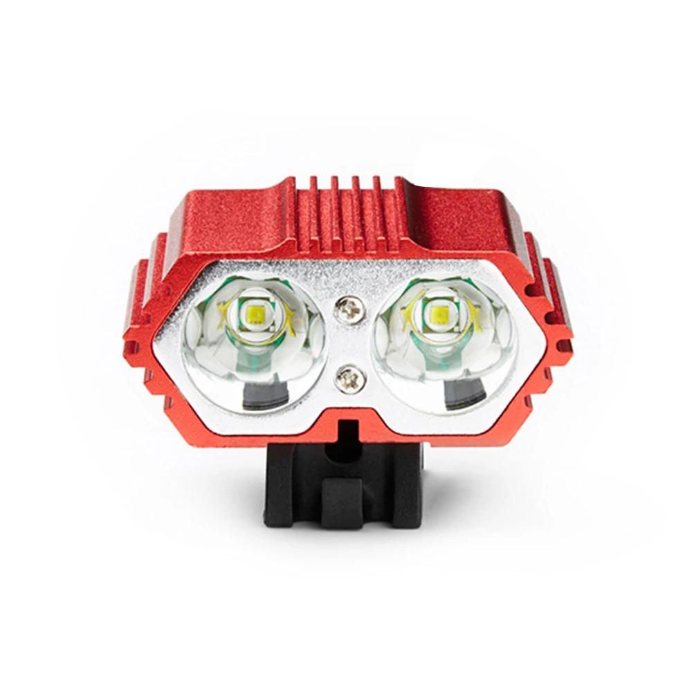 4000LM USB Rechargeable Bike Light 2*T6 LED Front Bicycle Headlight Waterproof Bicycle Light Dual Lamps for Cycling No Battery - Испускаемый цвет: Red