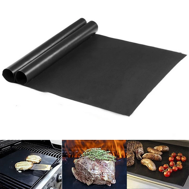 Non-stick BBQ Grill Mat 40*33cm Baking Mat BBQ Tools Cooking Grilling Sheet Heat Resistance Easily Cleaned Kitchen Tools
