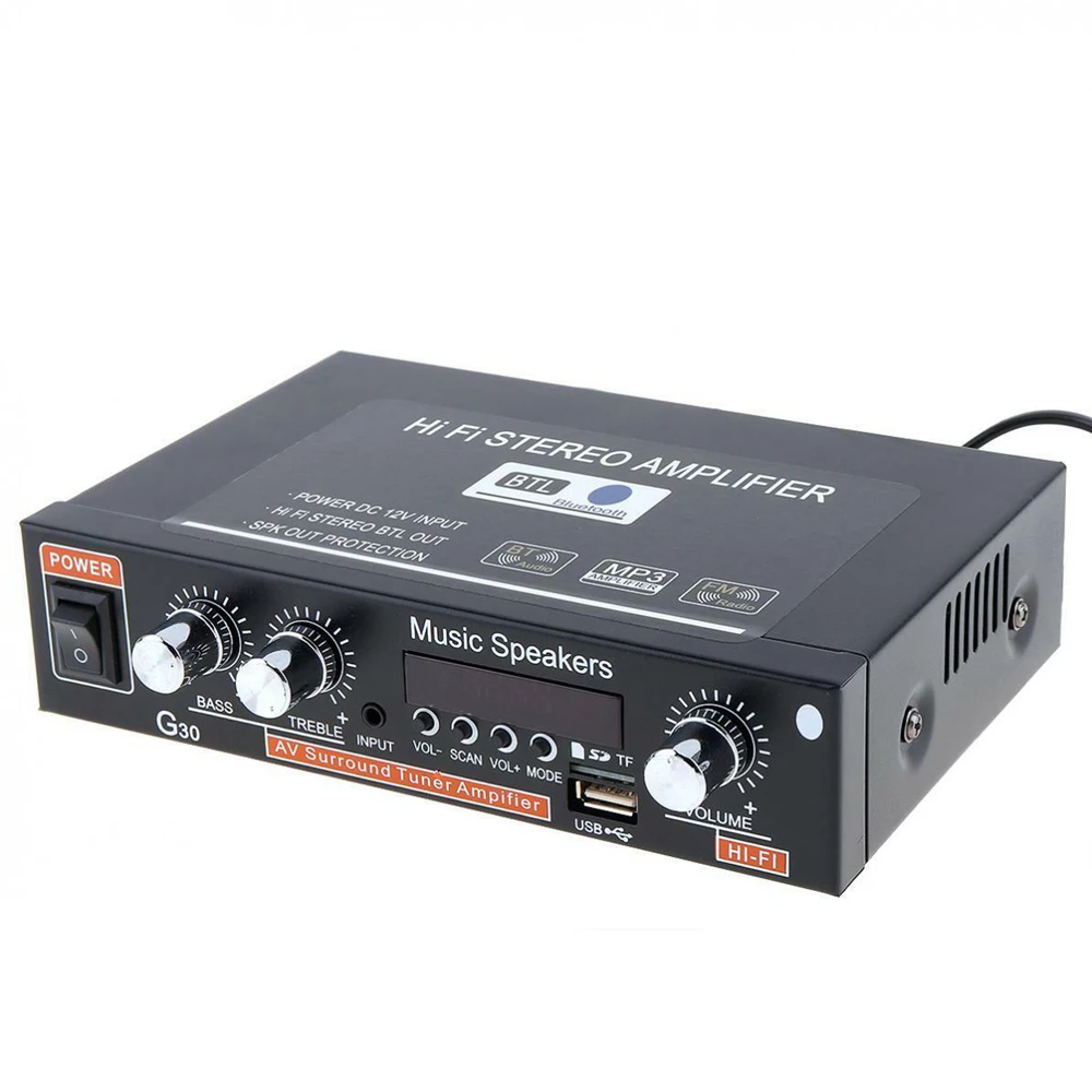 Amplificador de Som de Potência Mp3 com Controle Universal Alta Fidelidade Bluetooth Carro Áudio fm Player Suporte sd - Usb Dvd Remoto G30 - Image 3