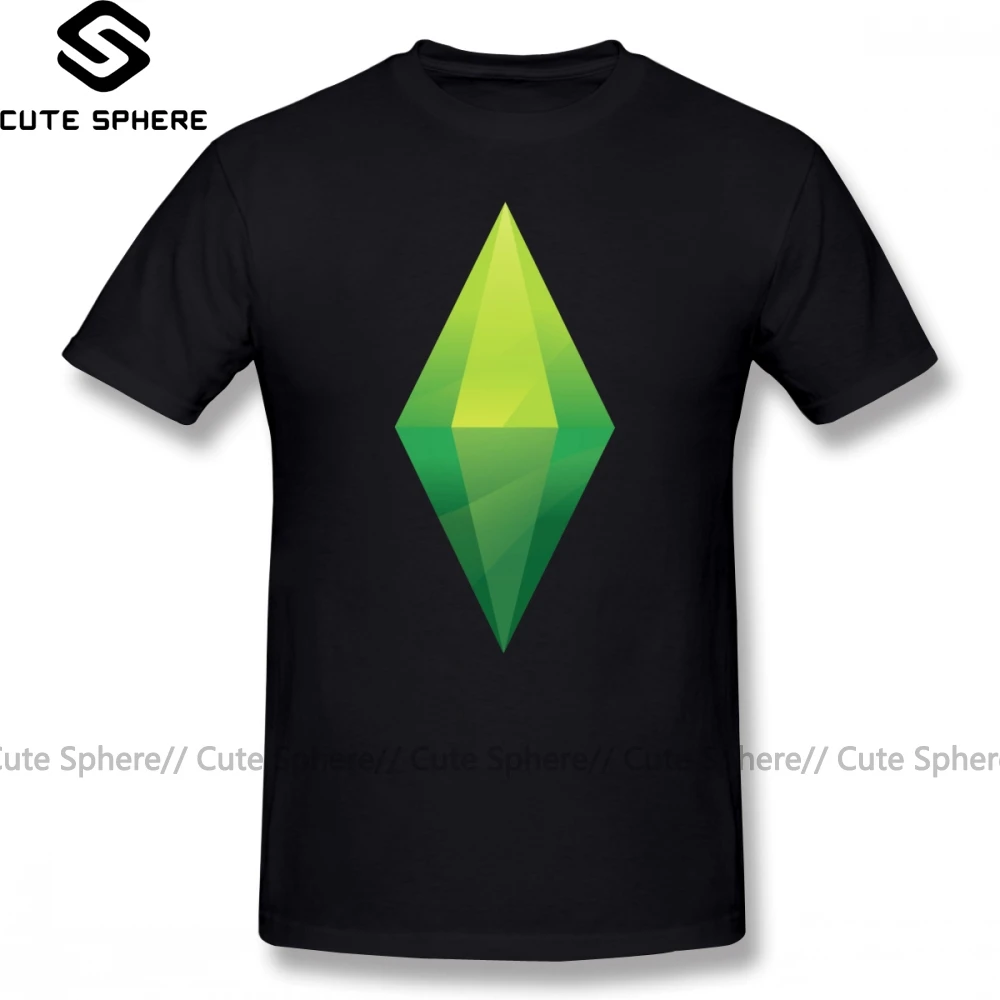 The Sims/футболка The Sims Plumbob, футболка, Милая футболка с принтом, модная футболка с коротким рукавом, большой размер, 100 хлопок, Мужская футболка