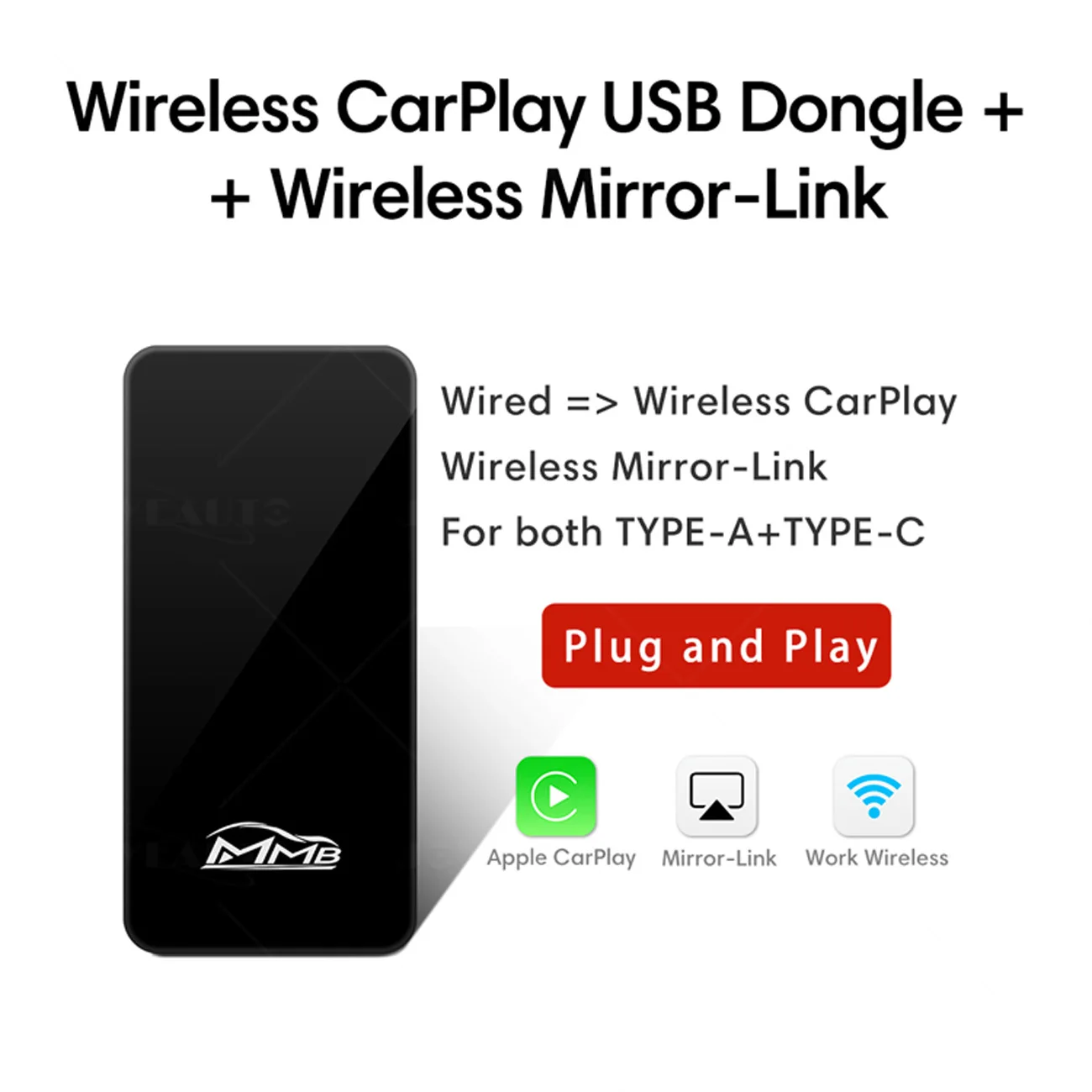 MMB беспроводной Apple Carplay Mirrorlink Смарт медиа-бокс автомобильный игровой Wifi-адаптер