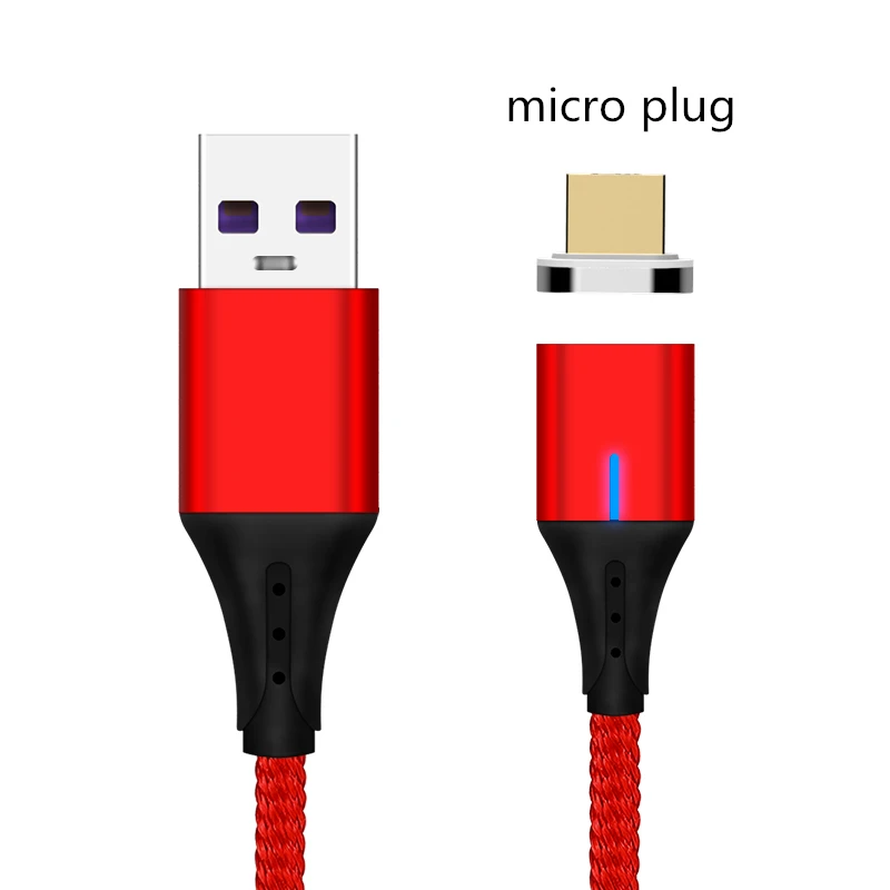 Магнитный кабель 5A Supercharge Micro usb type C, зарядный провод для huawei P30 P20 mate 20 Pro, линия быстрой зарядки для iPhone XS MAX - Цвет: Red Micro USB