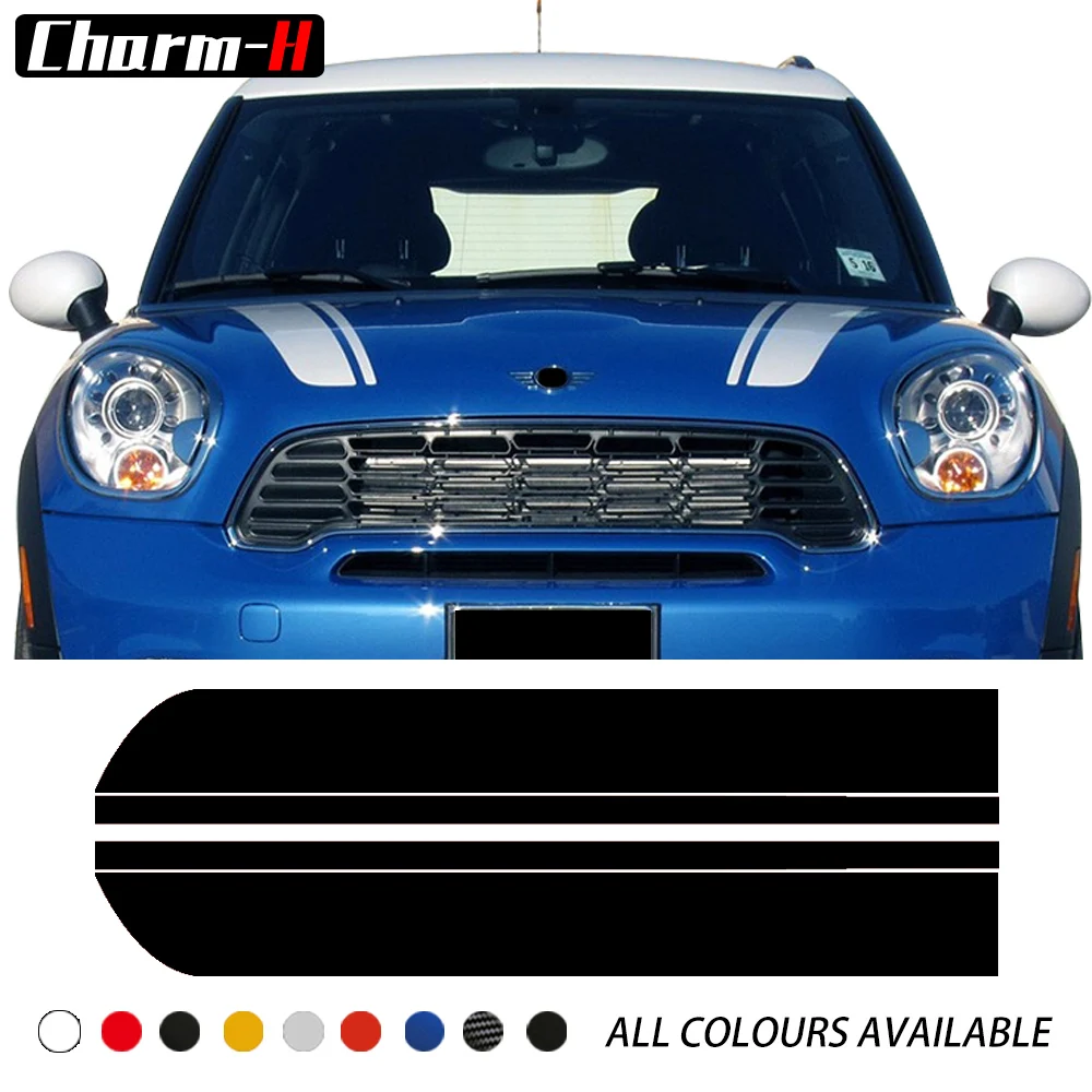 Виниловые наклейки в полоску на капот автомобиля для Mini Cooper R50 R52 R53 R55 R56 R57 R58 R59 R60 R61