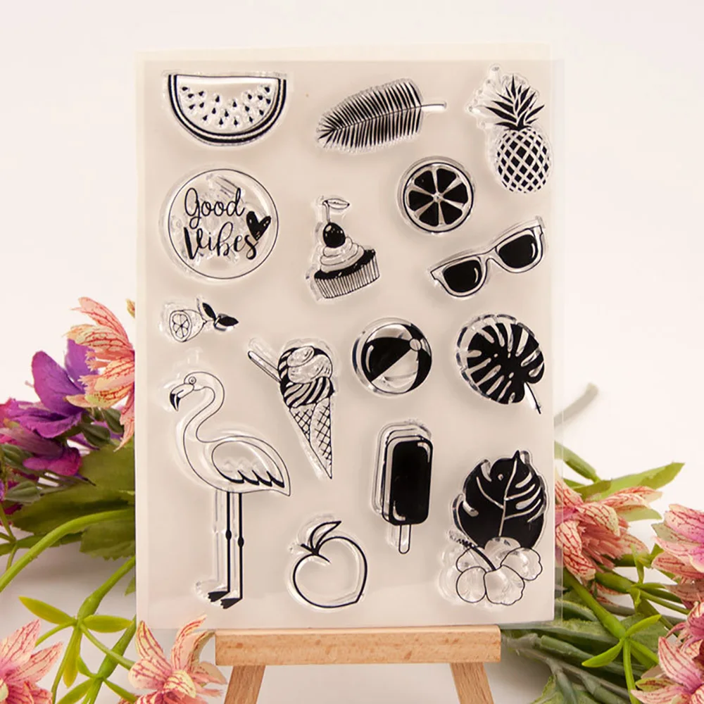 

Lychee Life Transparent Silicone Stamp Flamingo Pattern Stamps DIY Album Cards Scrapbooking Crafts Decorationstamp cutting dies