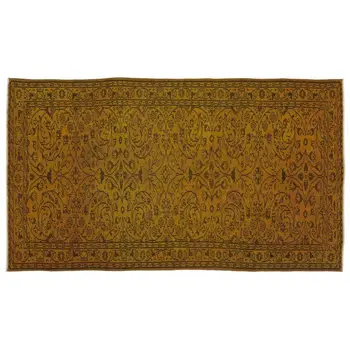 

Handmade Yellow Vintage Overdyed Turkish Area Rug 156x274 Cm-5'1''X8'12''