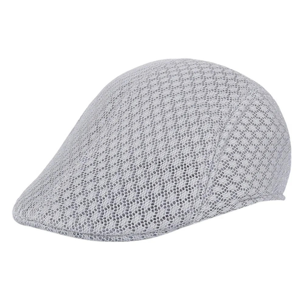 New Men's Golf Hat Breathable Mesh Newsboy Hats Casual Beret Caps Berets Caps for Men Casual Peaked Hat Visors Casquette Hats - Цвет: Light Gray