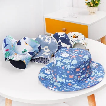 

1-6T Baby Sun Hat Cartoon Animals Print Bucket Children Summer Panama Caps Baby Girls Fisherman Hat Kids Boys Girls Bucket Cap