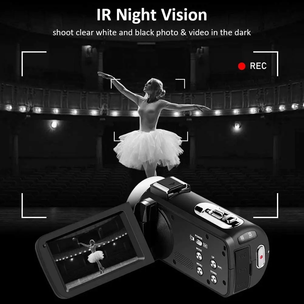 Videocámara 4K 2021 para Youtube, cámara grabadora con pantalla táctil de 3,0 pulgadas, WIFI, 48MP, Zoom Digital 30X - Imagen 6