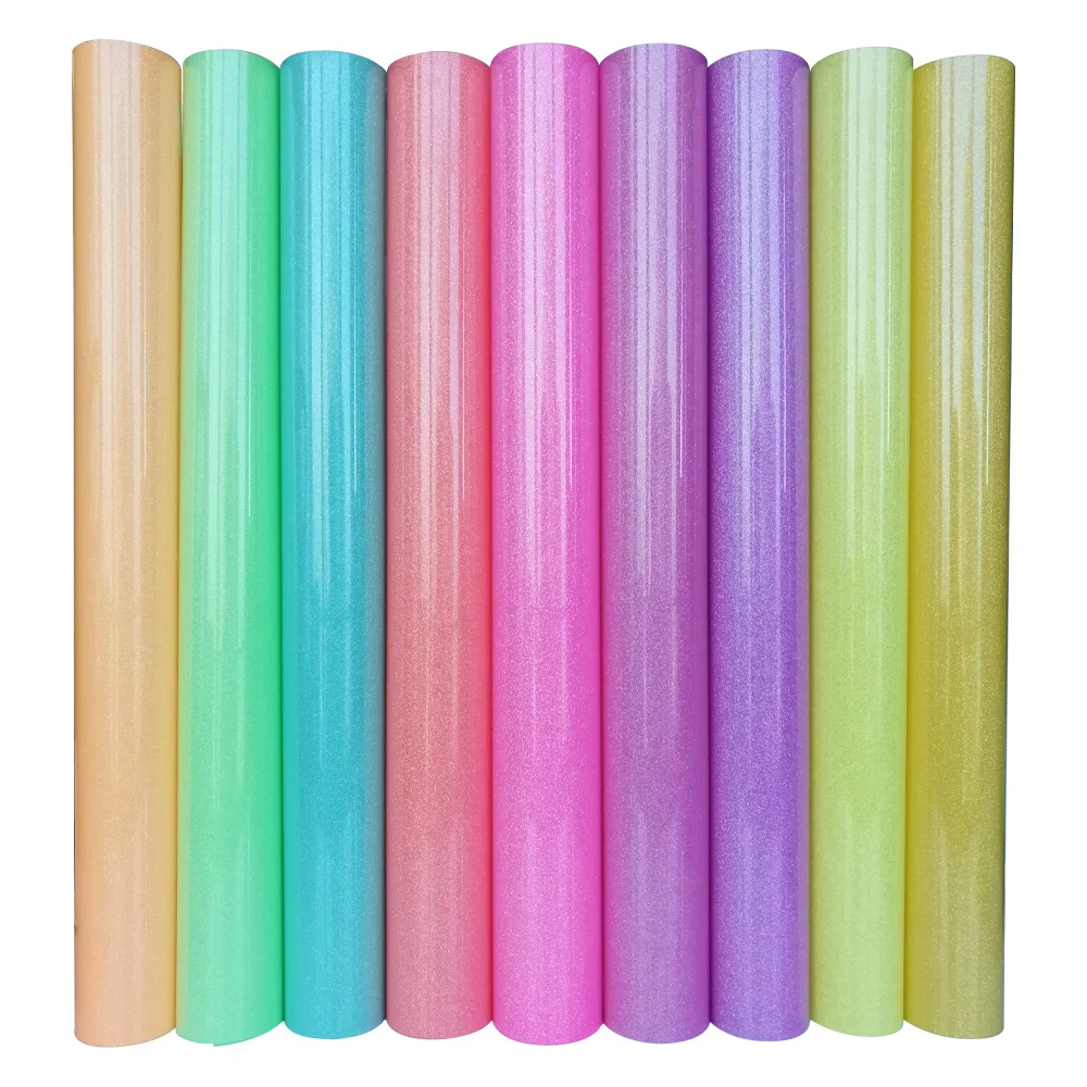 

Free Shipping 25x100cm Glitter Luminous Heat Transfer Vinyl,Glow In Dark Iron On Vinyl HTV Fluorescent Color For Shirts