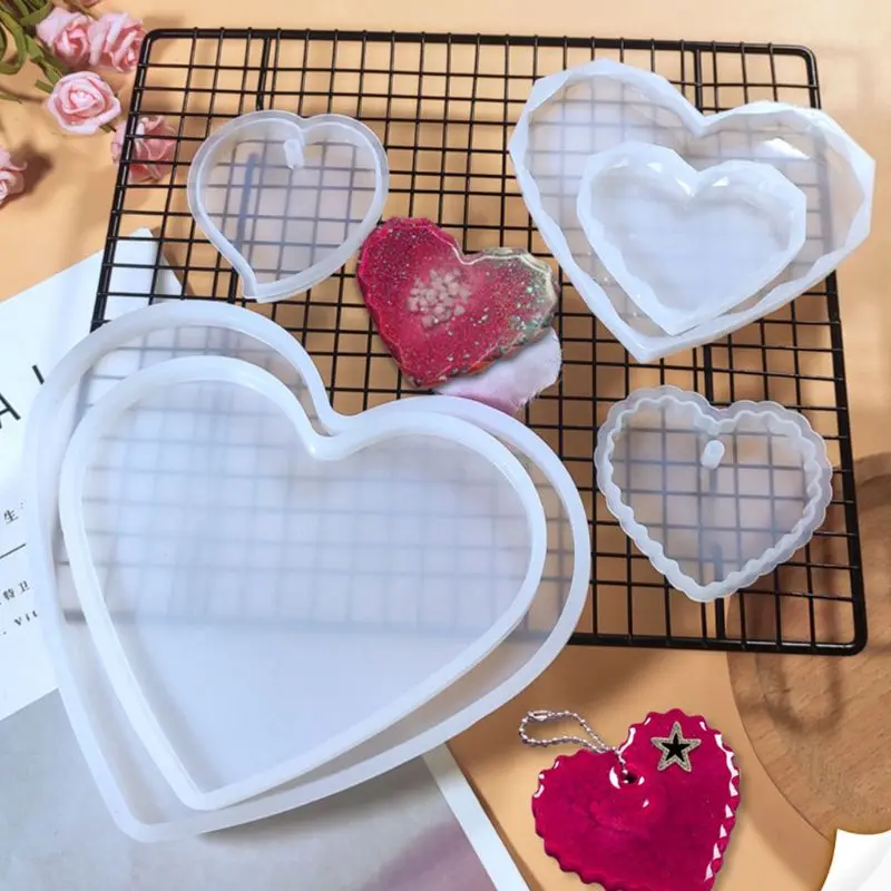 

Resin Crystal Epoxy Mold Love Heart Coaster Casting Silicone Mould DIY Crafts Desk Decorations Making Tools