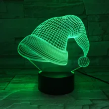 3D-695 Рождественская шляпа форма сенсорная настольная лампа 7/16 цветов меняющая настольная лампа 3D лампа Новинка светодиодные ночники USB свет