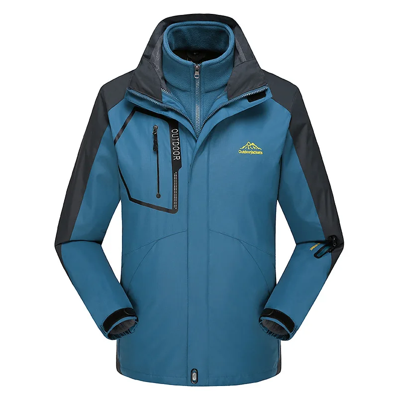 Куртка-дождевик «Три в одном» для мужчин и женщин, комплект из двух предметов, большой размер, для альпинизма - Цвет: Blue