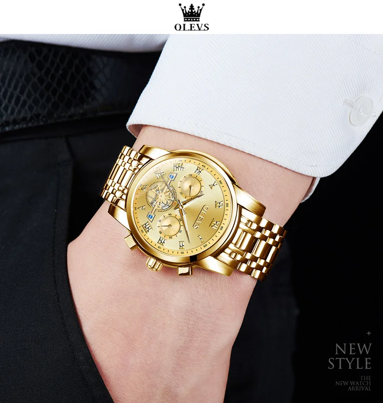 OLEVS Tourbillon Style Chronograph Men Watches 2021 Luxury Brand Sport Watch for Men Popular Hot Fashion Quartz Wristwatches