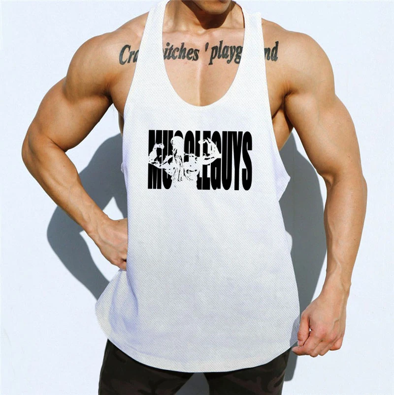 

Brand Sleeveless Shirt New Mesh Gym Tank Top Men Clothing Bodybuilding Muscle Singlets Fashion Fitness Quick-drying Stretch Vest