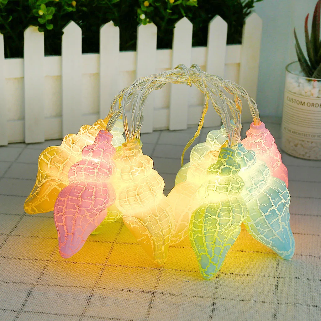 

European LED String Light Natural Sea Shell Conch Handmade Creative Diy String Lights USB Led Lights Room Decoration