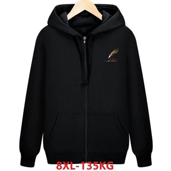 

8XL men Hoodies hooded Sweatshirts black plus large size big 5XL 7XL autumn winter zipper fleece sportwear men 48 pull over coat