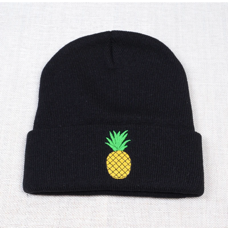 

Women Girl pineapple Embroidered Beanie Stocking Cap Hiking Cuffed Knit Hat warmer Winter Hats For Men women skullies beanies