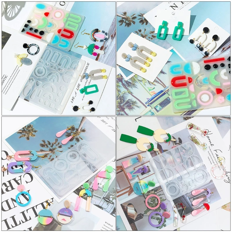 1 Набор кристальная эпоксидная смола форма геометрических серег Ушная подвеска