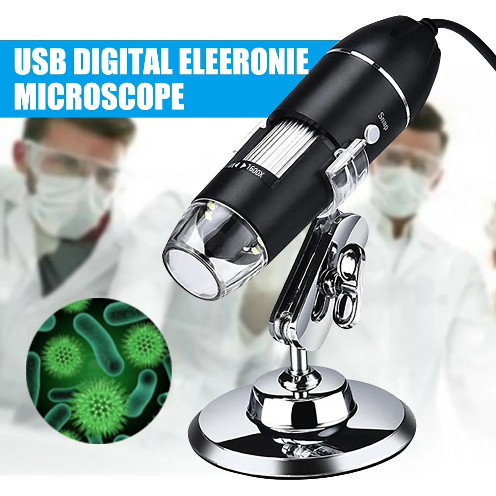 Цифровой USB микроскоп электронный стерео эндоскоп с 8 светодиодами 1600/1000X/500X