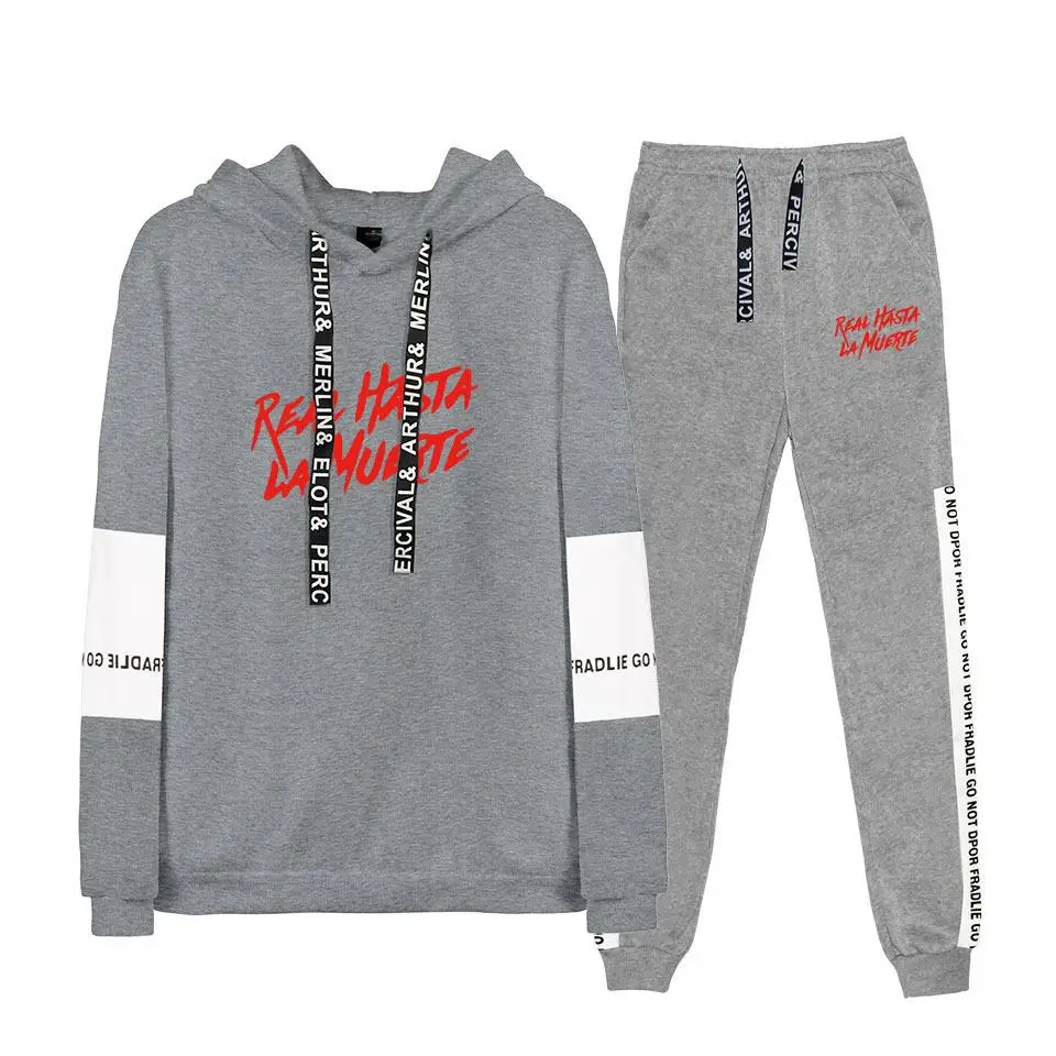 

Real Hasta La Muerte Mens Track suit Autumn Fashion Long-Sleeve Hoodies Sweatshirt And Long Pants Be The Light Two Pieces Set