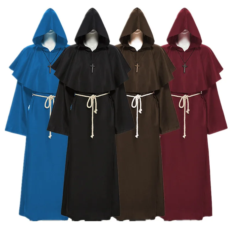 

Unisex Halloween Robe Hooded Cloak Costume Plague Doctor Cosplay Monk Suit Adult Role Playing Decoration Clothing C34143AD