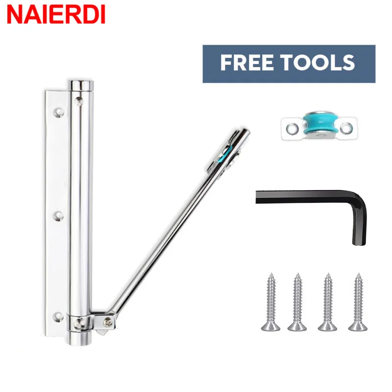 NAIERDI Aluminum Alloy Adjustable Door Closer 50KG Automatic Door Closer Pulley Silent Soft Close Heavy Duty Hardware