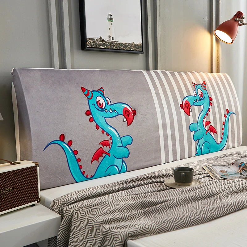 Cartoon Bed Head Protective Cover Crystal Velvet High Elastic Fabric Headboard Cover All-inclusive Bedside Dustproof Cover