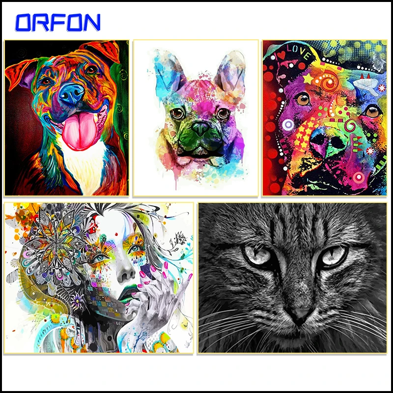

ORFON 40x50cm Painting By Numbers Colourful Dogs DIY Digital Painting Frameless Drawing By Numbers On Canvas Home Decor