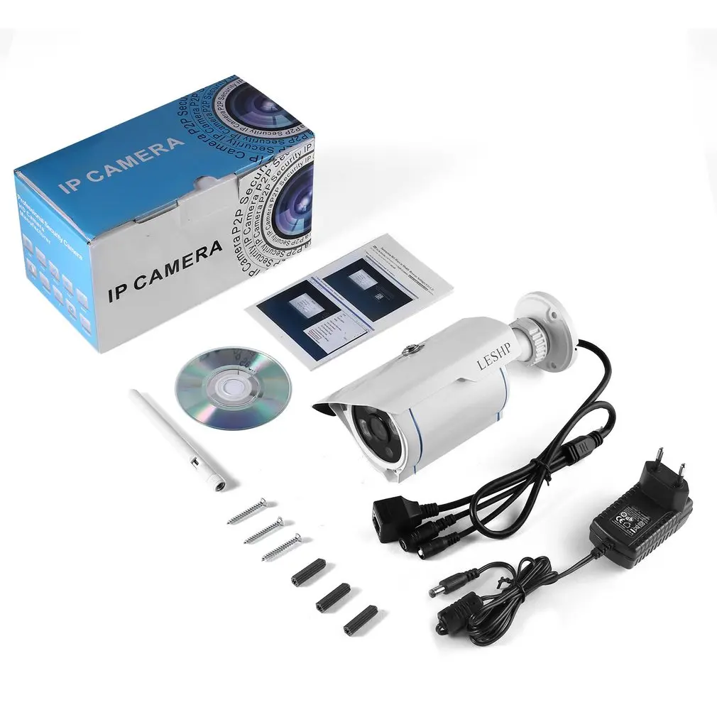 

LESHP 1.0MP WIFI Wireless Bullet Security IP Camera Outdoor Waterproof Support Night Vision Motion Detection Smart Alarm Camera