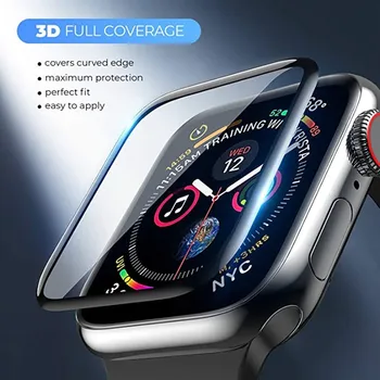 Закаленное 3d-стекло с полным покрытием для Apple Watch 6 SE 5 4 40 мм 44 мм, защитный ремешок для Apple iwatch Series 3 2 1 38 мм 42 мм