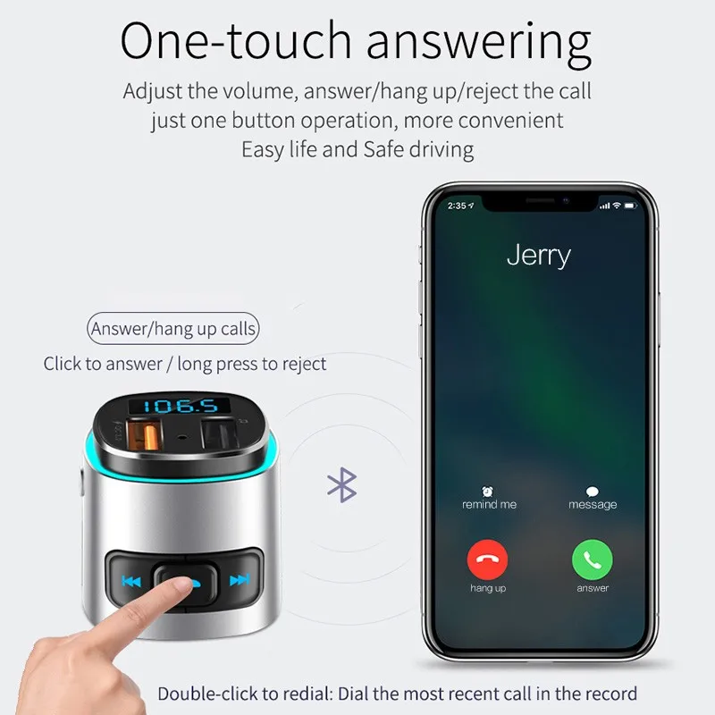 Bluetooth автомобильный передатчик fm-зарядное устройство AUX Bluetooth модификатор 4,2 автомобильный Радио адаптер USB TF MP3 плеер