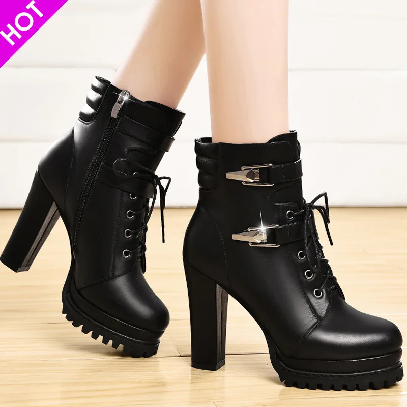 

Chunky Heel Short Boots Women's Autumn And Winter Boots 2019 New Style Versatile Martin Boots Women's British Style High Heels W